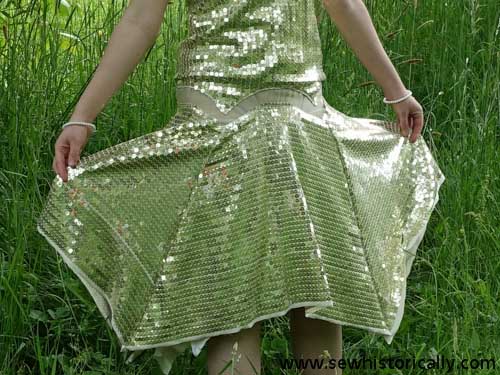 1920s style gold sequin skirt sewing