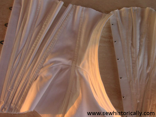 1900s silk corset boning channels