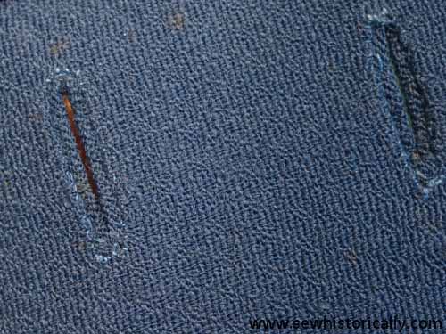 vintage 1940s 1950s hand bound buttonhole back view