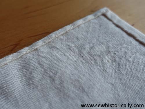 Handsewn 18th Century Lappet Cap - Details running whip stitch