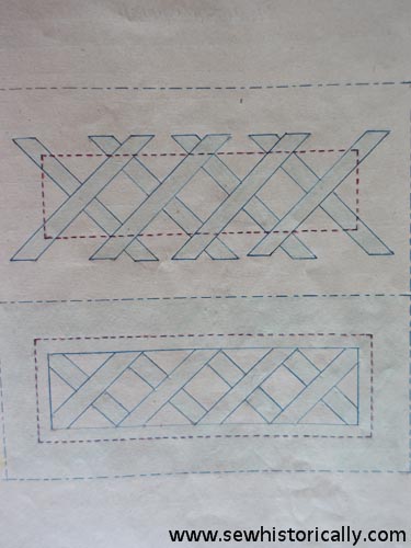 1950s ribbon cutwork lattice work trim idea sketch