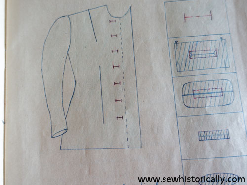 hand bound buttonholes sketch