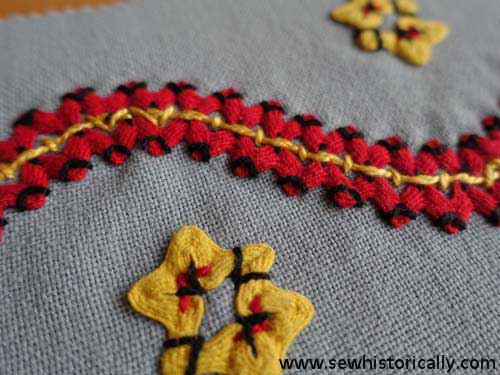1950s vintage embellished rick rack embroidery close up