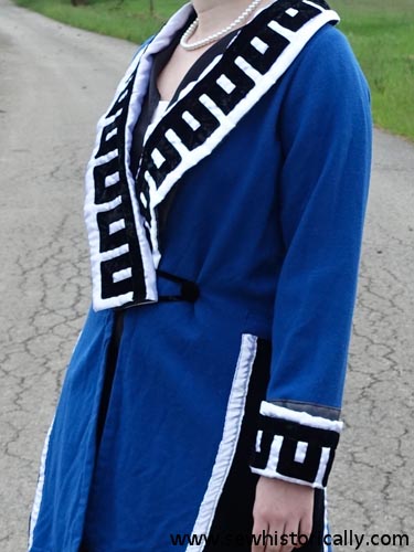 1920s blue black and white wool coat