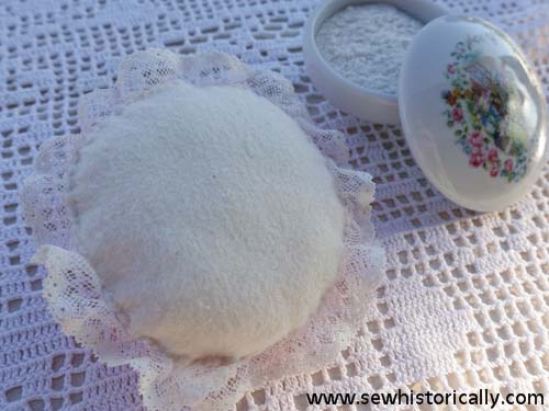 vintage cotton flannel powdwer puff