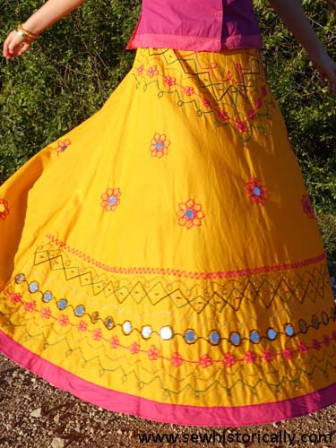 Long skirt with mirror work sale