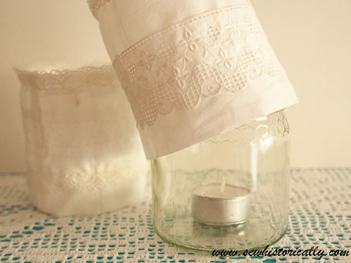 diy lace candle holder tutorial mason jar