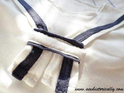 Applique t-shirt fabric stripes, nautical top refashion