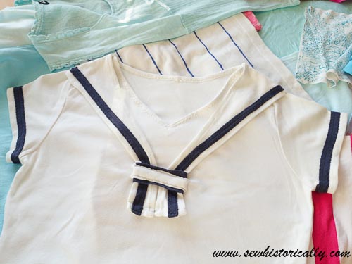 DIY faux sailor collar front sewing fake sailor collar