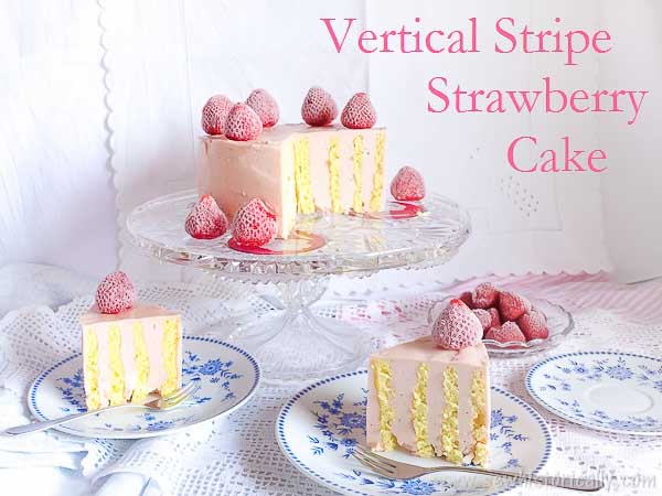 Vertical Stripe Strawberry Cake