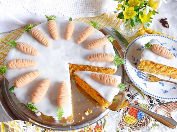 Carrot Cake Recipe With Homemade Naturally Colored Marzipan Carrots