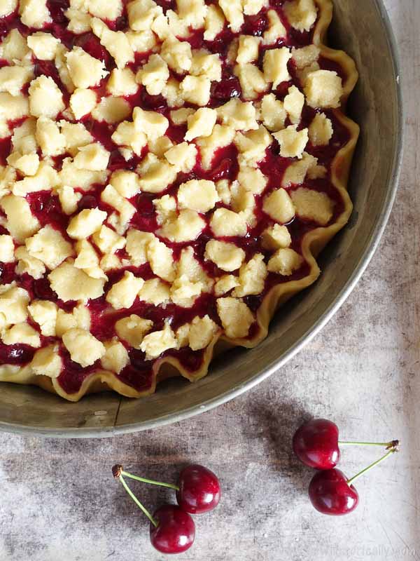 Cherry Pie With Marzipan Crumble Topping
