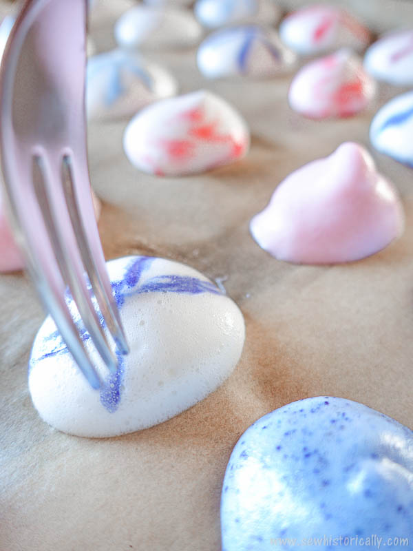 Naturally Colored Striped Meringue Kisses