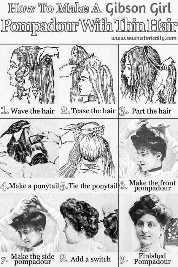 How To Make An Edwardian Gibson Girl Pompadour Hairstyle Step By Step Tutorial With Instructions
