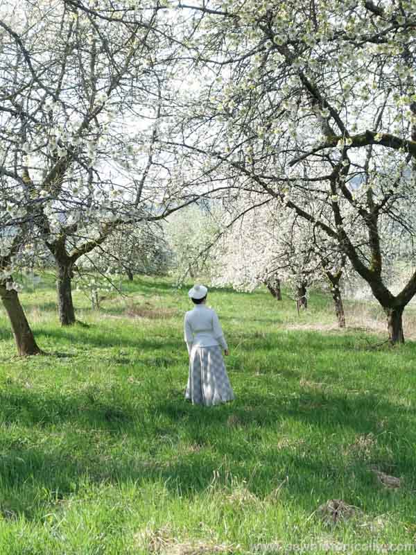 Vintage Dress Cherry Blossoms Spring Flowers