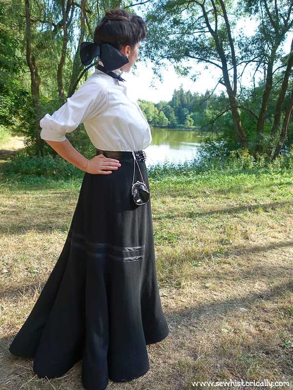 Edwardian Skirt Blouse 1900s Silk Hair Bow