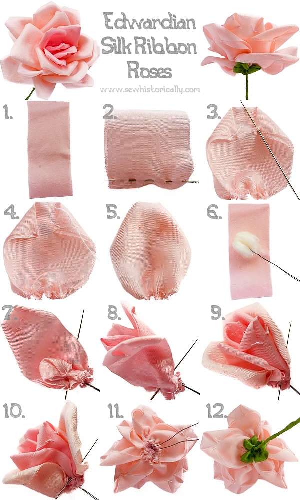 Edwardian DIY Silk Ribbon Rose - How To Make Ribbon Flowers - Sew