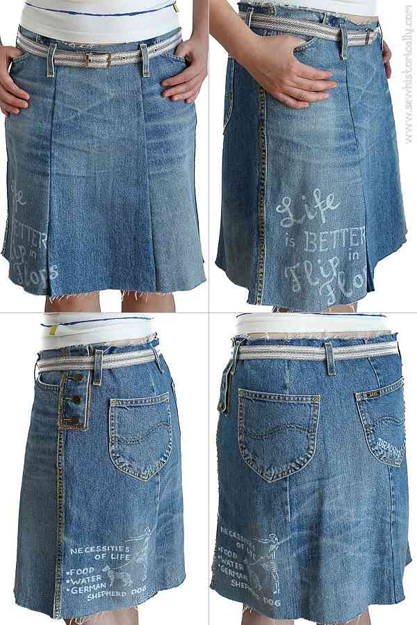 Diy denim skirt sales from old jeans